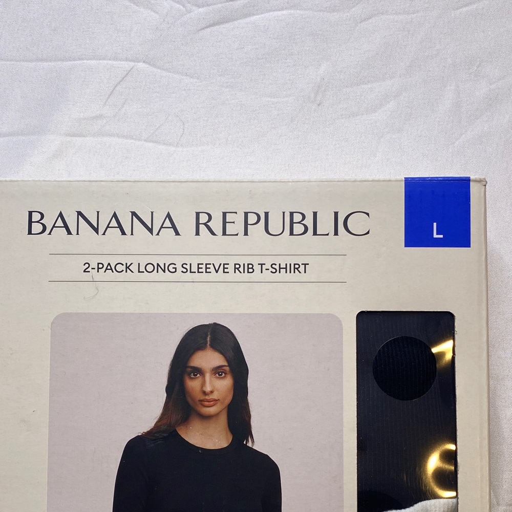 Banana Republic Long Sleeve Rib T-Shirt 2-Pack in Black and White - Picture 2 of 7